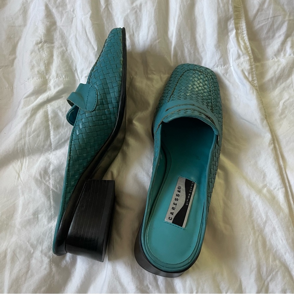 Vintage blue leather slides - Picture 2 of 6